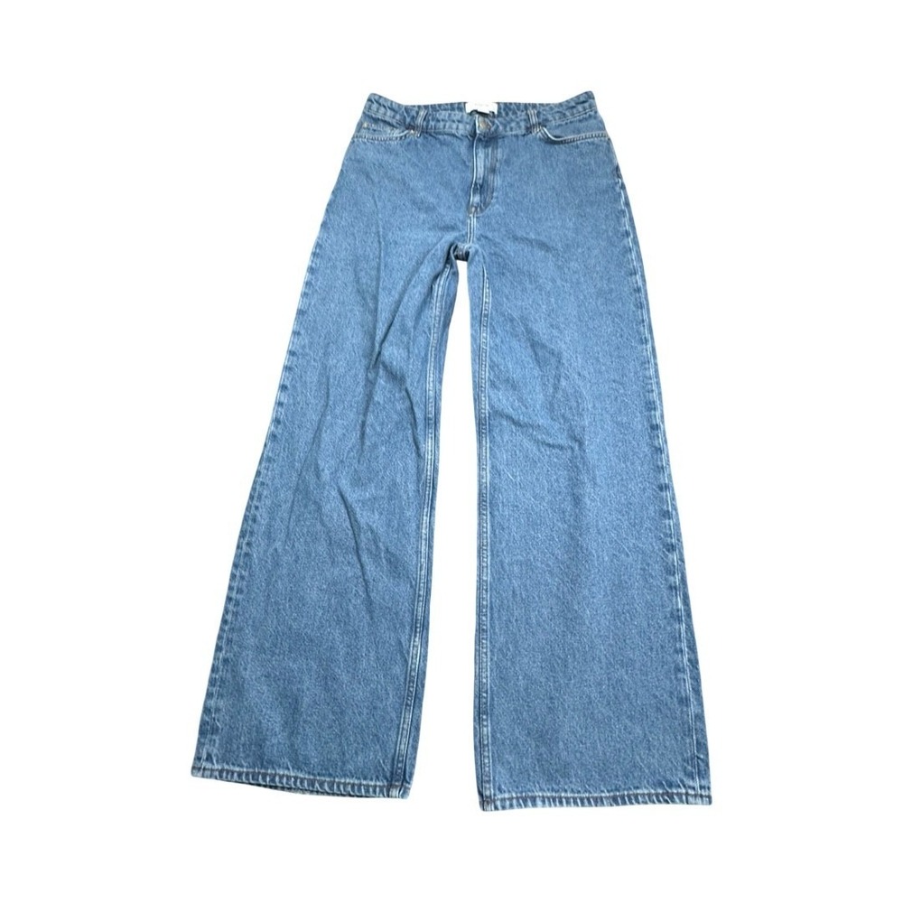 H&M Edition Jeans Womens 14 Blue Wide Leg High Rise 100% Cotton 90s Baggy Denim